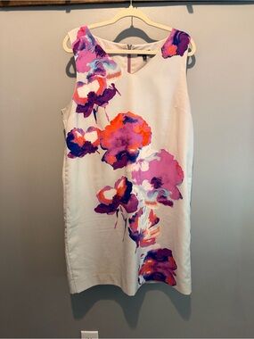 The Limited Cream Midi Dress with Purple & Pink Floral Print